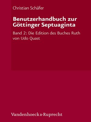 cover image of Benutzerhandbuch zur Göttinger Septuaginta